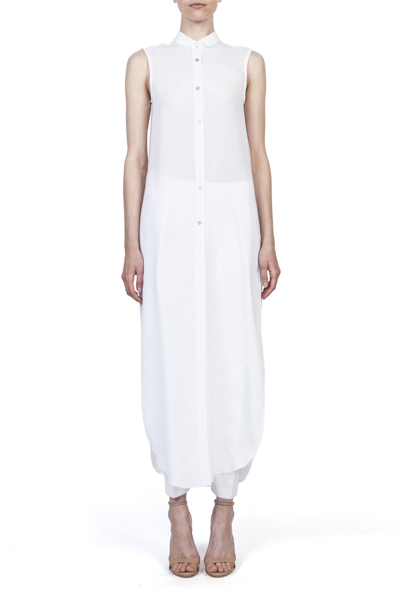 SLEEVELESS MAXI LENGTH SHIRT